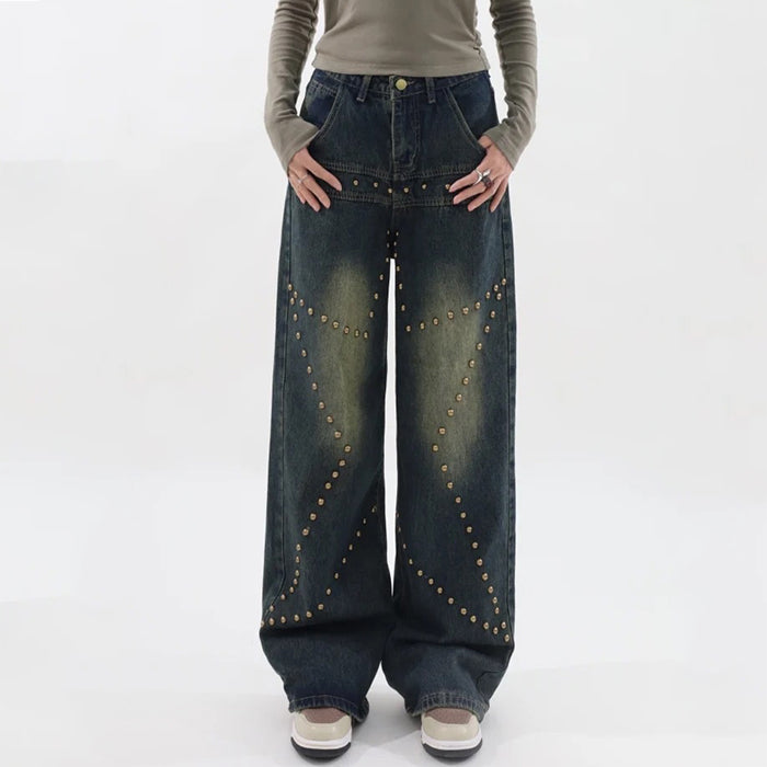 VILZSTUDIOS Retro star rivet denim jeans from VILZSTUDIOS