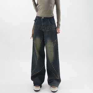 VILZSTUDIOS Retro star rivet denim jeans from VILZSTUDIOS