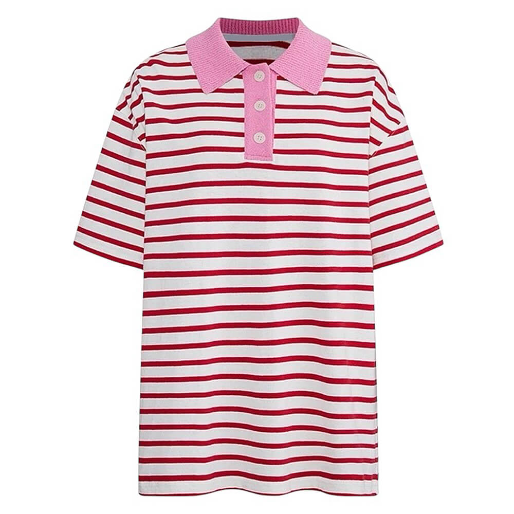 VILZSTUDIOS Retro stripe skater polo shirt with oversized fit