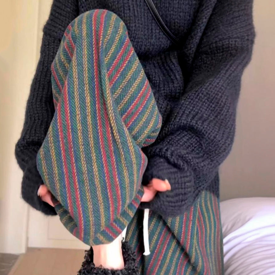 VILZSTUDIOS Retro stripe wide leg trousers for casual wear