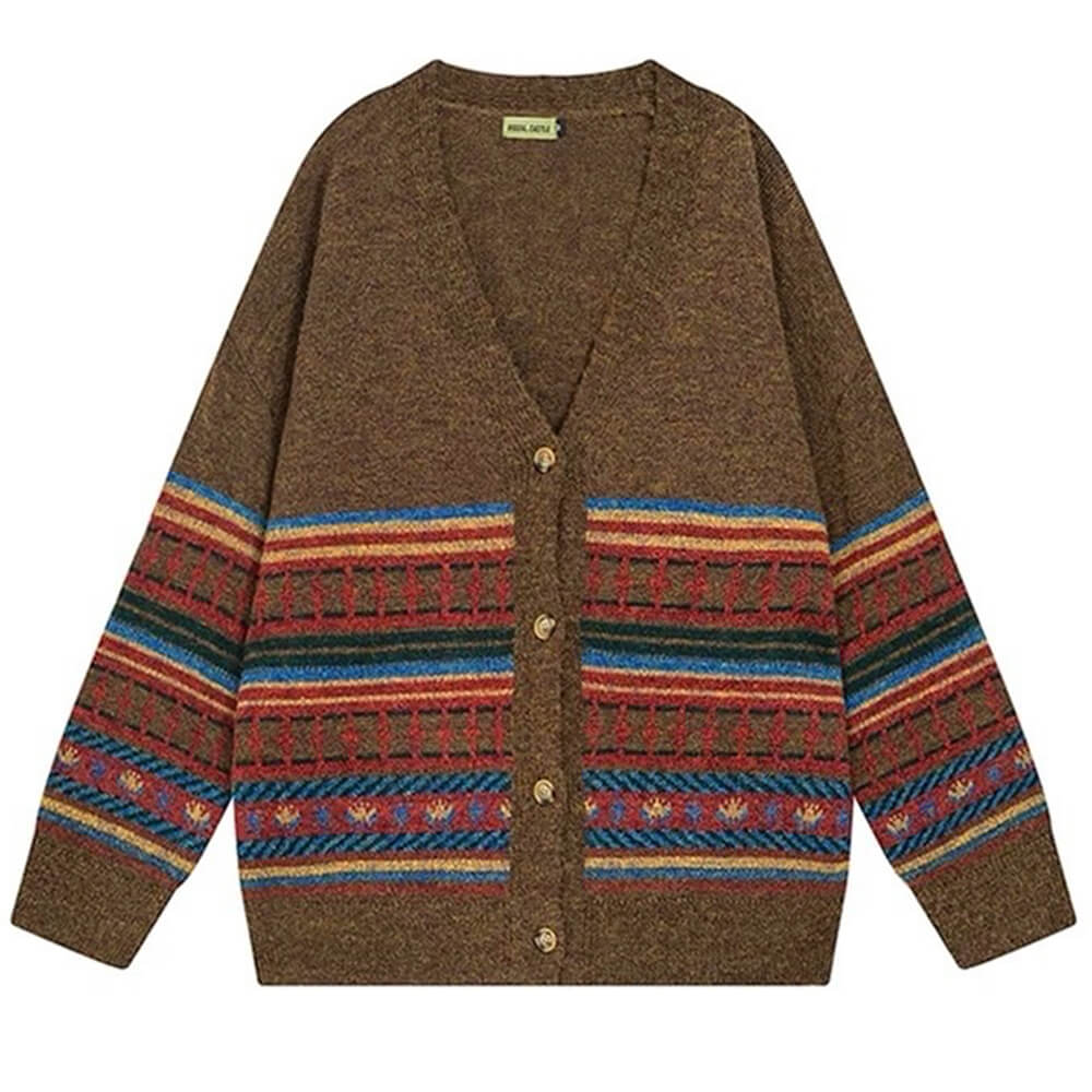VILZSTUDIOS Oversized cardigan with button-up front and striped knit design