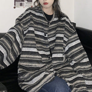 VILZSTUDIOS Retro striped cardigan sweater from VILZSTUDIOS