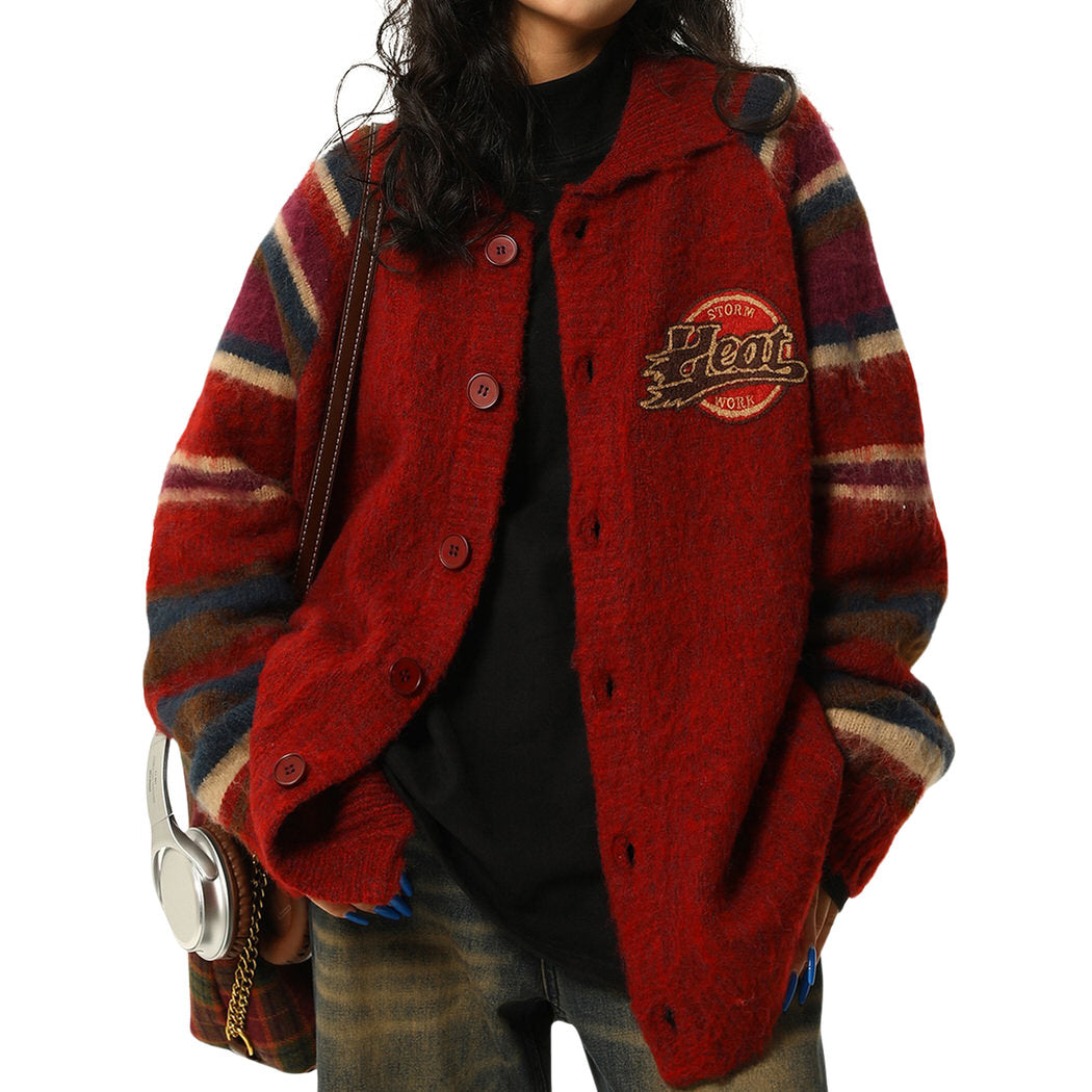 VILZSTUDIOS Stylish cardigan with plaid sleeves and button-up front