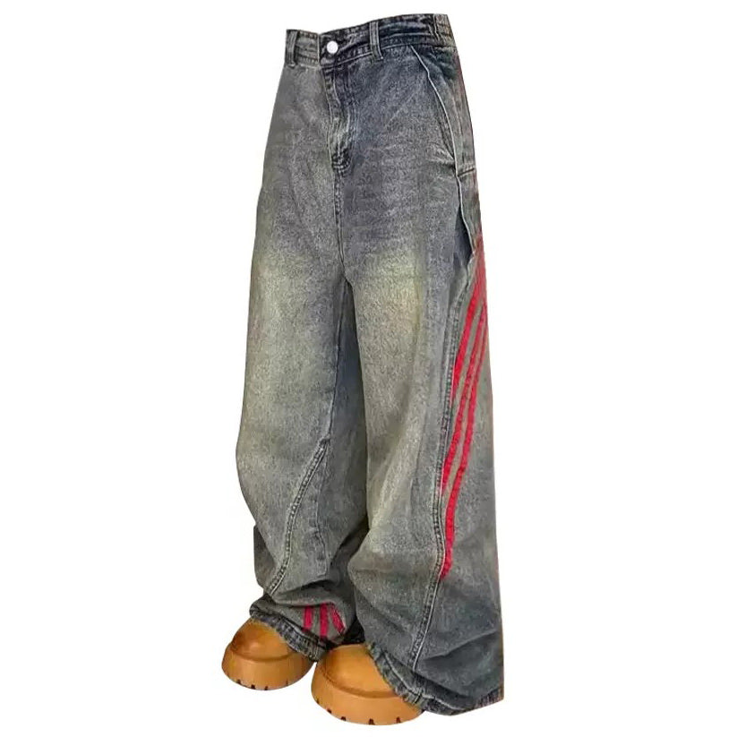 VILZSTUDIOS Retro wide-leg jeans with red side stripes