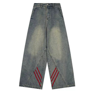 VILZSTUDIOS Retro wide-leg jeans with red side stripes