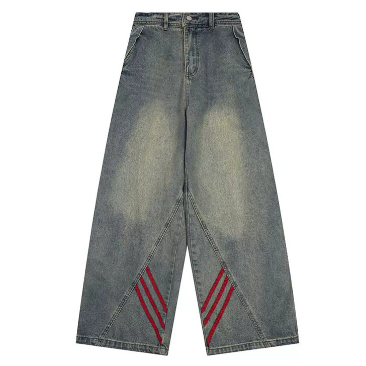 VILZSTUDIOS Retro wide-leg jeans with red side stripes