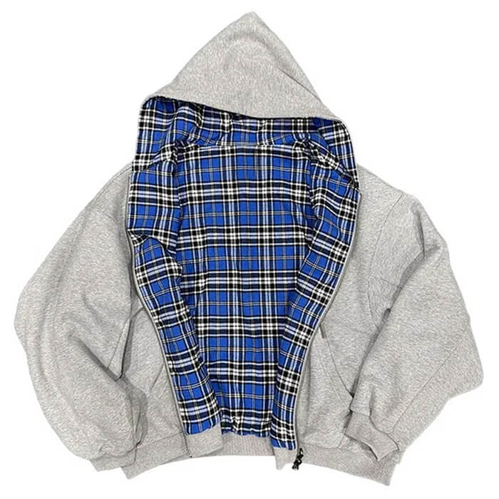 VILZSTUDIOS Reversible hooded jacket with plaid design