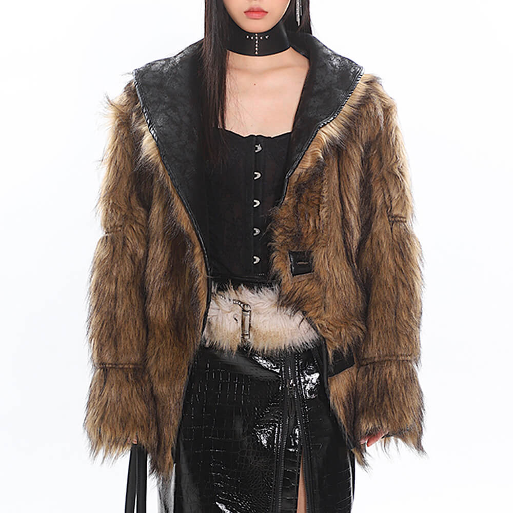 VILZSTUDIOS Reversible fur jacket with vegan leather and fur details