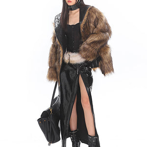VILZSTUDIOS Reversible fur jacket with vegan leather and fur details