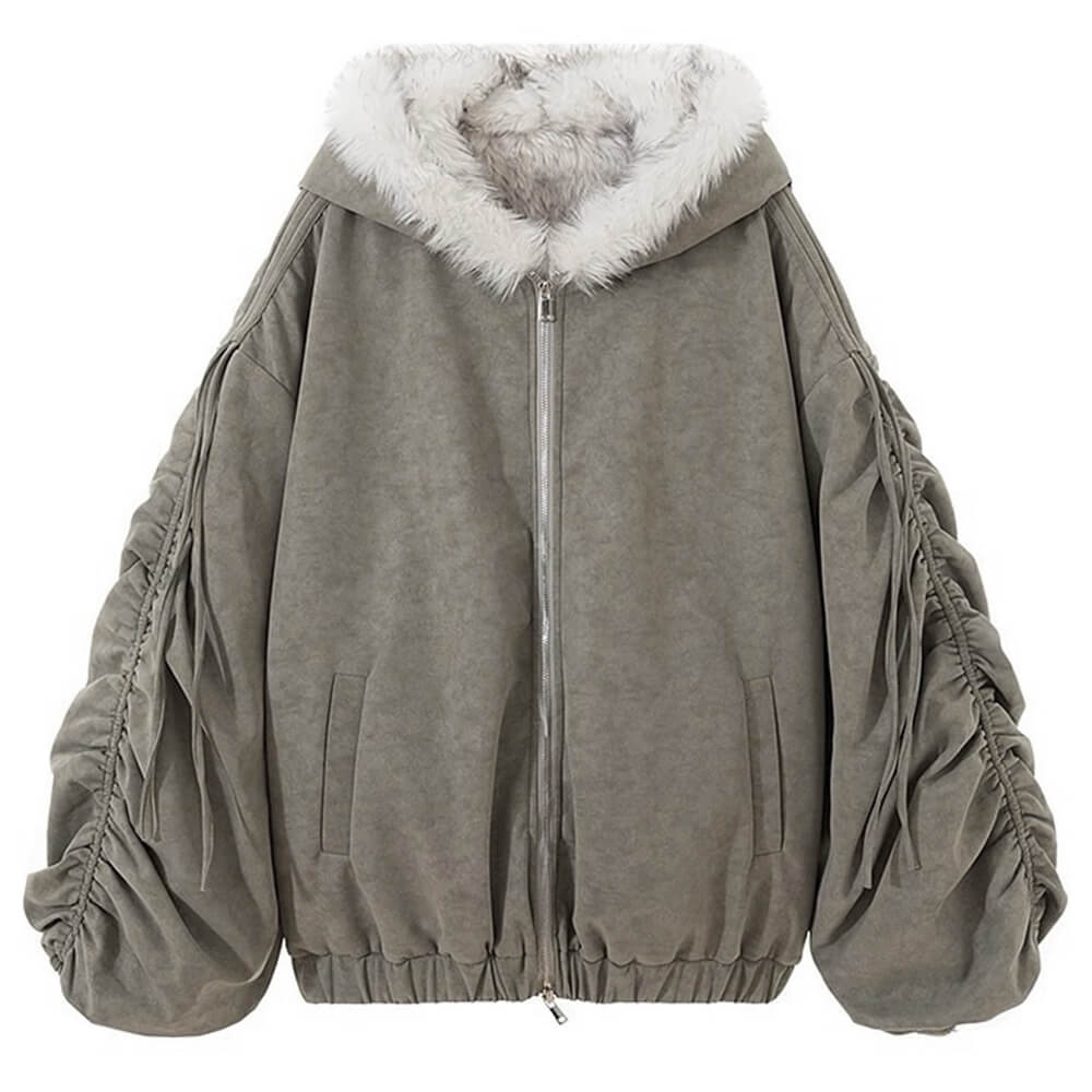 VILZSTUDIOS Reversible oversized fur jacket with plush texture