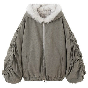VILZSTUDIOS Reversible oversized fur jacket with plush texture