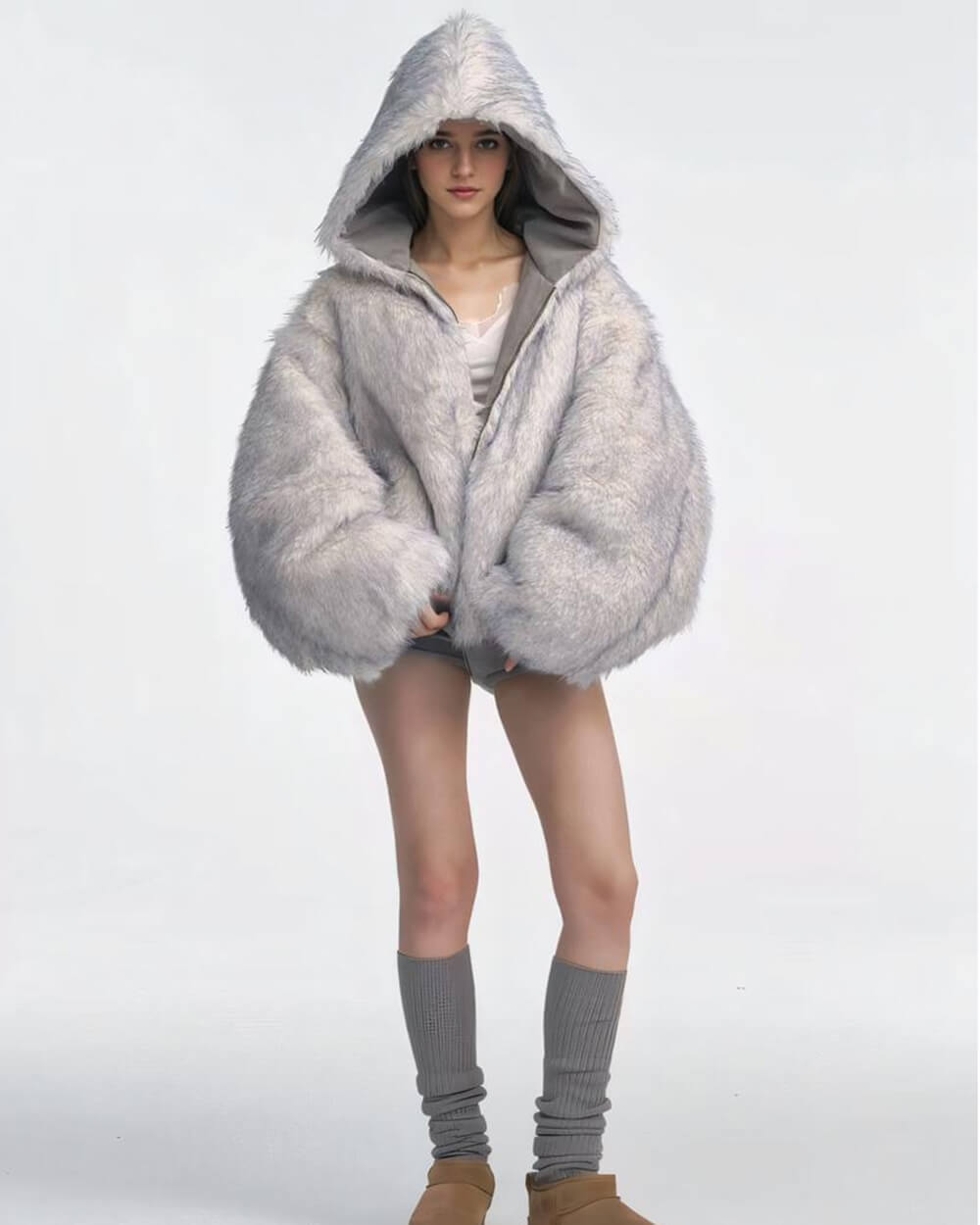 VILZSTUDIOS Reversible oversized fur jacket with plush texture