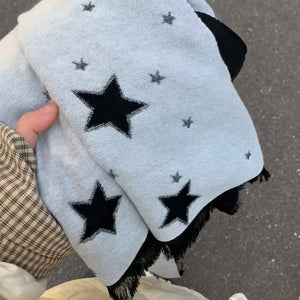 VILZSTUDIOS Reversible star print scarf in black and white