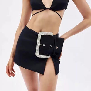 VILZSTUDIOS Rhinestone accented mini skirt from VILZSTUDIOS