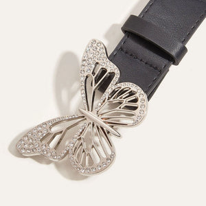 VILZSTUDIOS Stylish butterfly rhinestone buckle belt