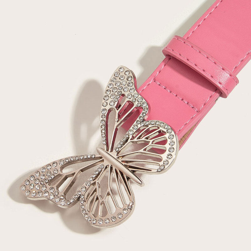 VILZSTUDIOS Stylish butterfly rhinestone buckle belt