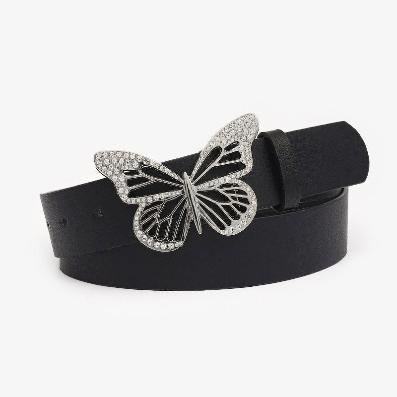 VILZSTUDIOS Stylish butterfly rhinestone buckle belt