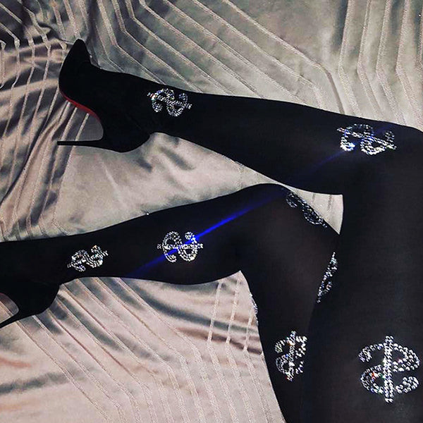 VILZSTUDIOS Rhinestone embellished tights from VILZSTUDIOS