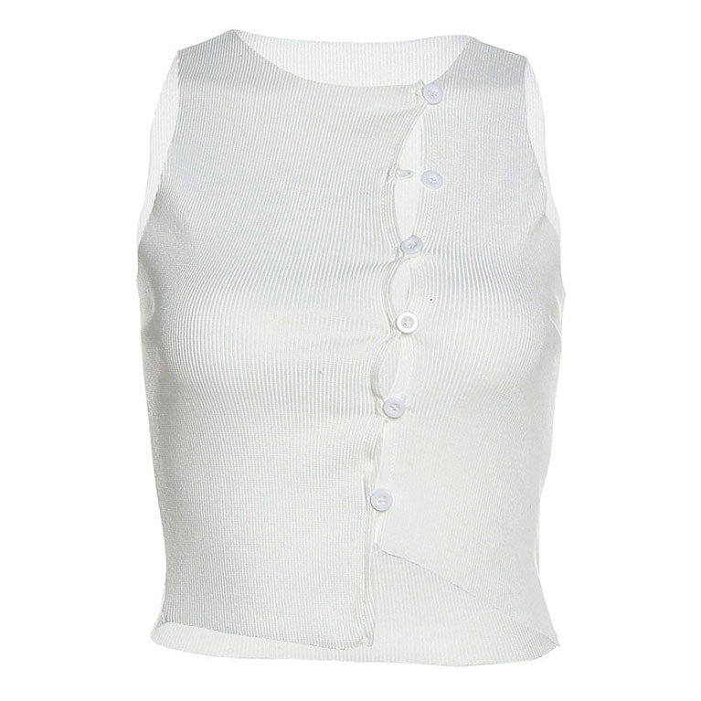 VILZSTUDIOS Ribbed button top for casual fashion