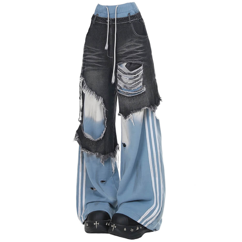 VILZSTUDIOS Layered effect jeans with distressed design