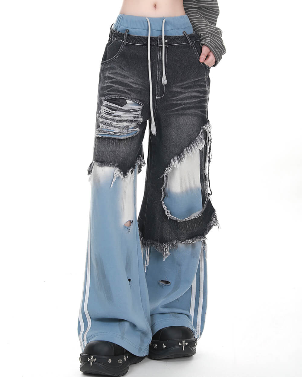 VILZSTUDIOS Layered effect jeans with distressed design