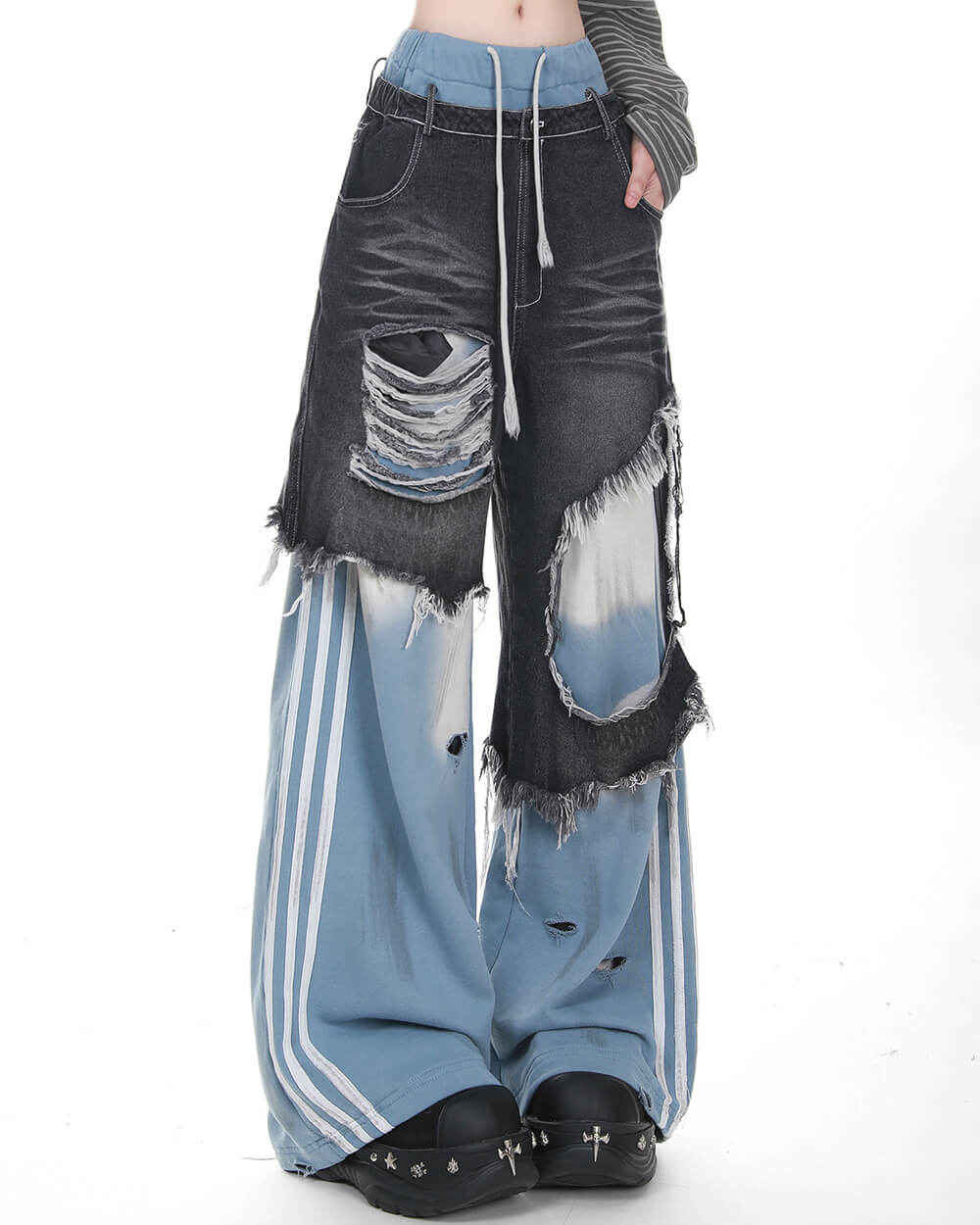 VILZSTUDIOS Layered effect jeans with distressed design