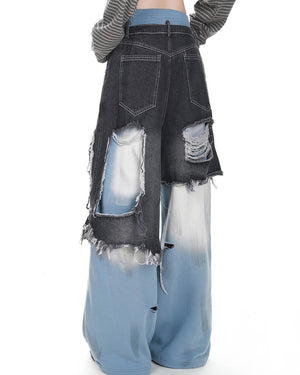 VILZSTUDIOS Layered effect jeans with distressed design
