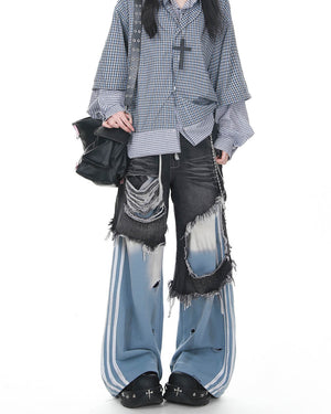 VILZSTUDIOS Layered effect jeans with distressed design