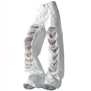 VILZSTUDIOS Ripped lace wide-leg jeans from VILZSTUDIOS