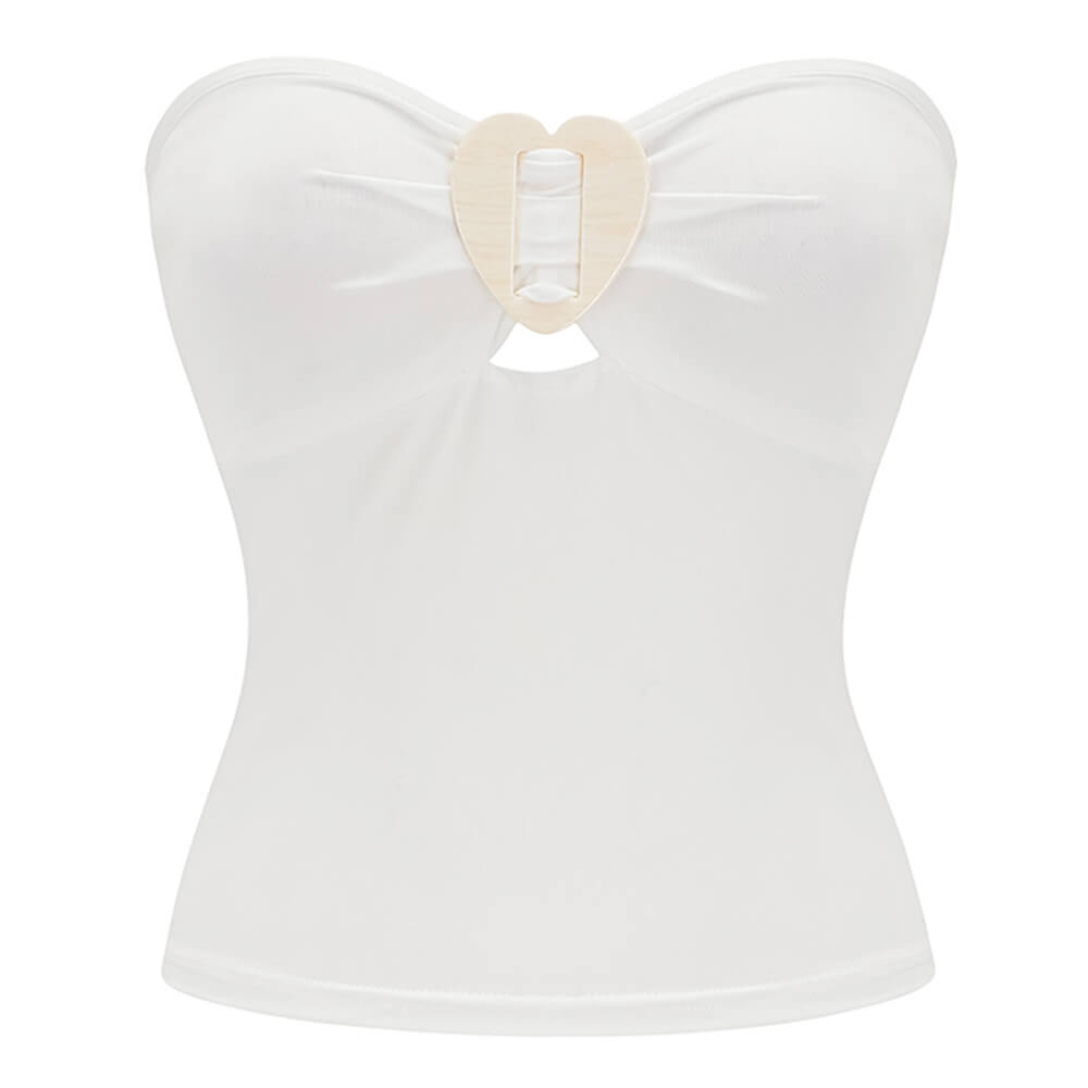 VILZSTUDIOS Stylish strapless top with heart buckle design