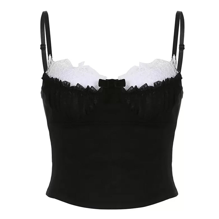 VILZSTUDIOS Stylish ruched lace cami top for streetwear fashion
