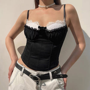 VILZSTUDIOS Stylish ruched lace cami top for streetwear fashion