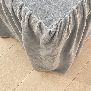 VILZSTUDIOS pastel and neutral fleece bedding set with contrasting gathered ruffle borders