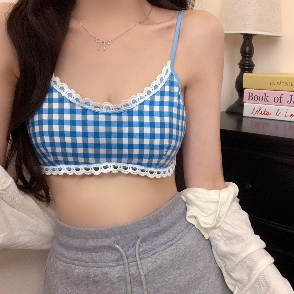 VILZSTUDIOS Ruffled gingham bra top for stylish summer wear
