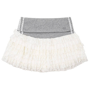 VILZSTUDIOS Stylish ruffled lace mini skirt for women