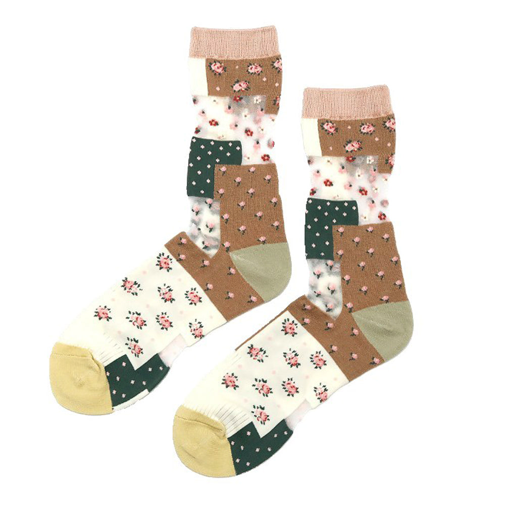 VILZSTUDIOS Stylish rustic patchwork mesh socks