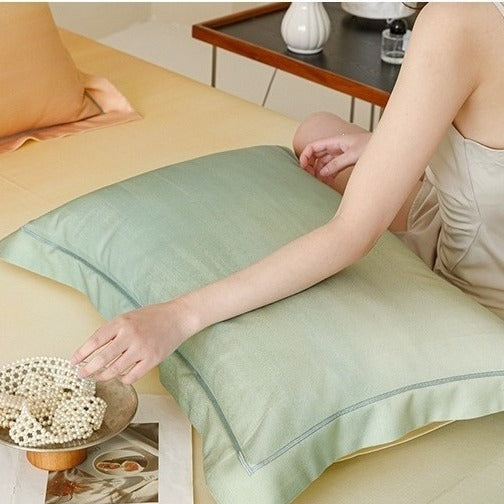 VILZSTUDIOS sage green bamboo leaf watercolor cooling sleep mat with wide green border