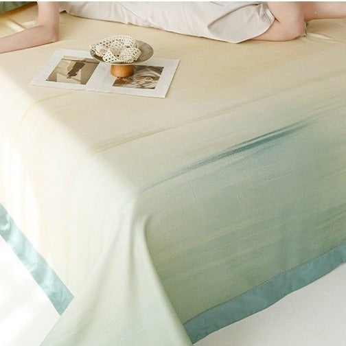 VILZSTUDIOS sage green bamboo leaf watercolor cooling sleep mat with wide green border