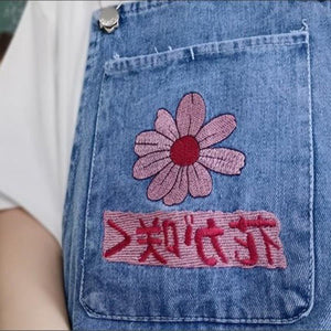VILZSTUDIOS Sakura stitch dungaree shorts for streetwear fashion