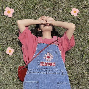 VILZSTUDIOS Sakura stitch dungaree shorts for streetwear fashion