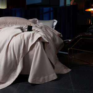 VILZSTUDIOS blush pink, silver gray or champagne gold jacquard duvet cover set with wide satin borders