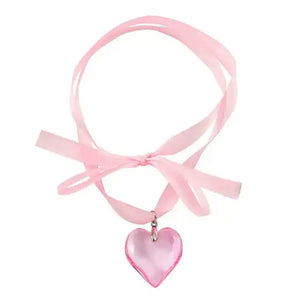 VILZSTUDIOS Stylish satin heart ribbon necklace