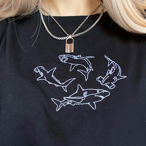 VILZSTUDIOS Shark graphic oversized t-shirt for streetwear fashion