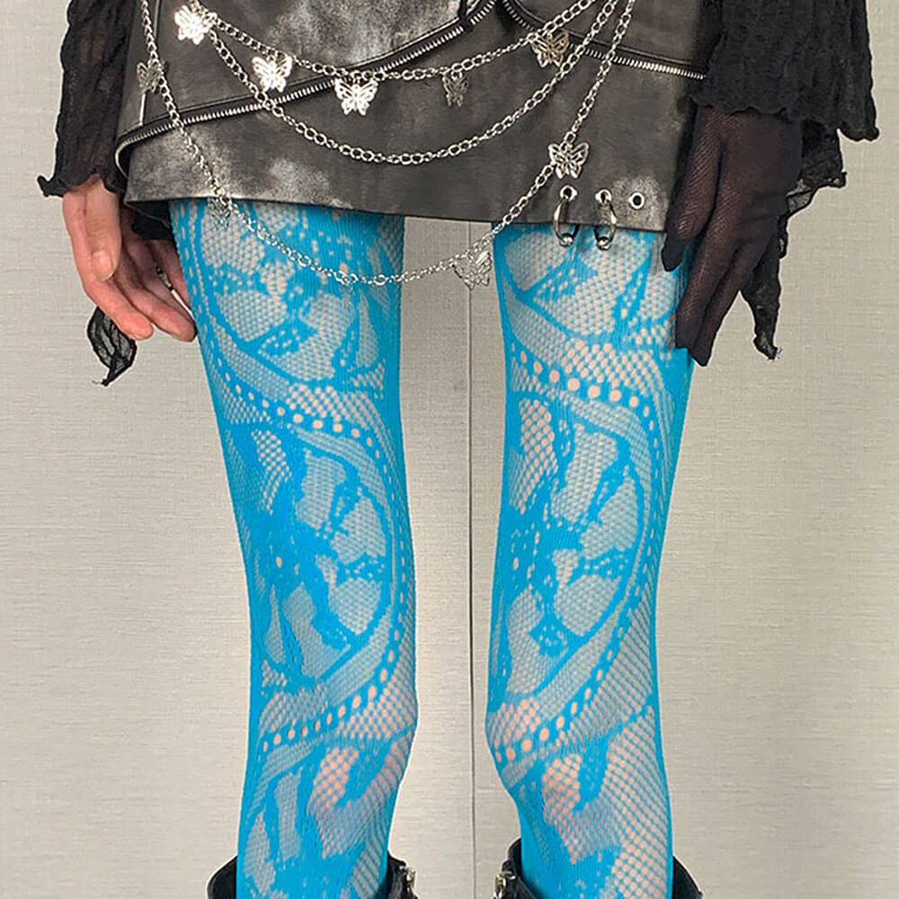 VILZSTUDIOS Blue sheer net lace tights