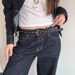 VILZSTUDIOS black silver star studded buckle belt