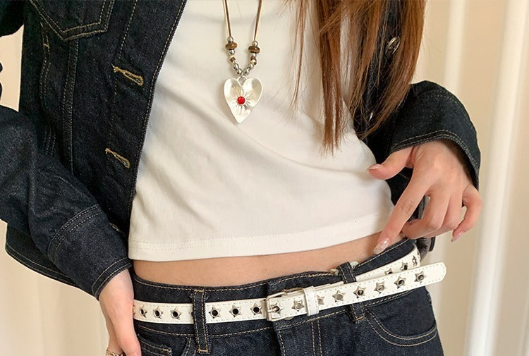 VILZSTUDIOS black silver star studded buckle belt