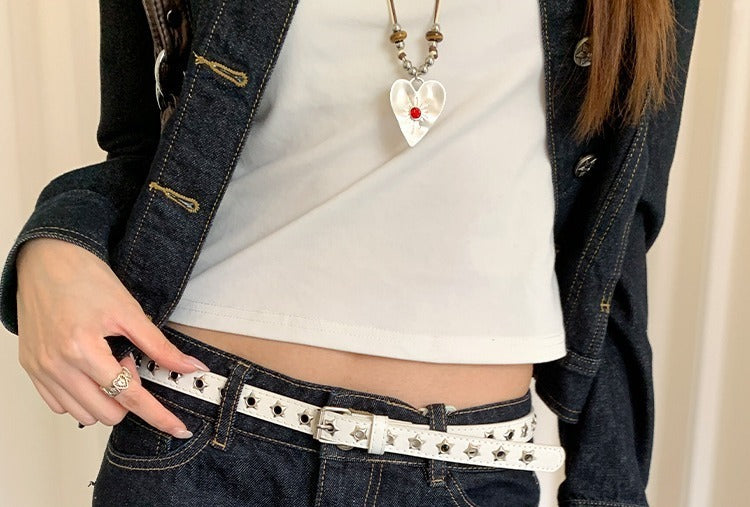 VILZSTUDIOS black silver star studded buckle belt