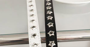VILZSTUDIOS black silver star studded buckle belt