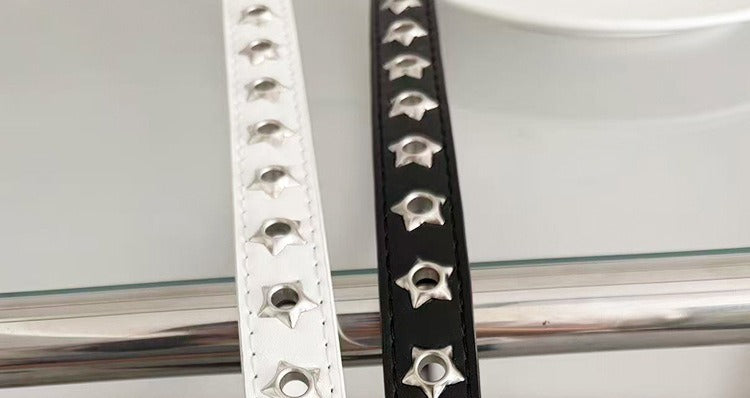 VILZSTUDIOS black silver star studded buckle belt
