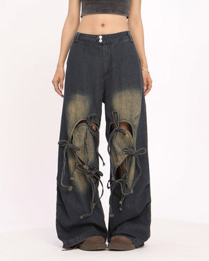 VILZSTUDIOS Wide leg skater jeans with heart cutouts